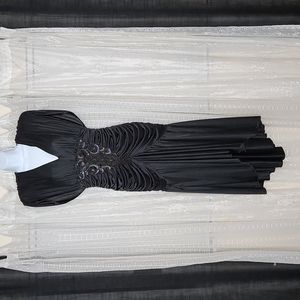 Vintage 70's Disco Formal Party Wiggle Dress W/ Shoulder Pads Mermaid Cut SzM